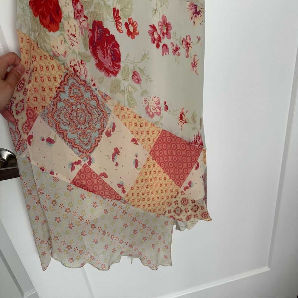 Express Silk Patchwork Floral Spaghetti Strap Dre… - image 4